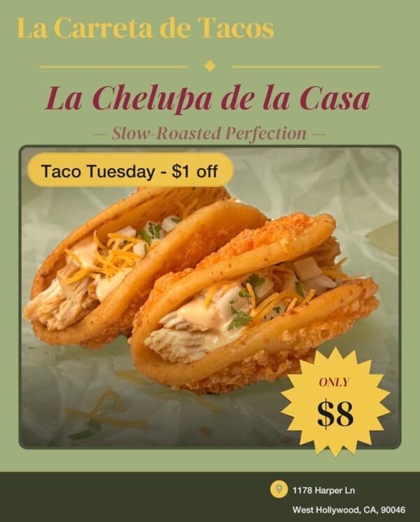 Finished PostMyPlatter post, La Carreta de Tacos
