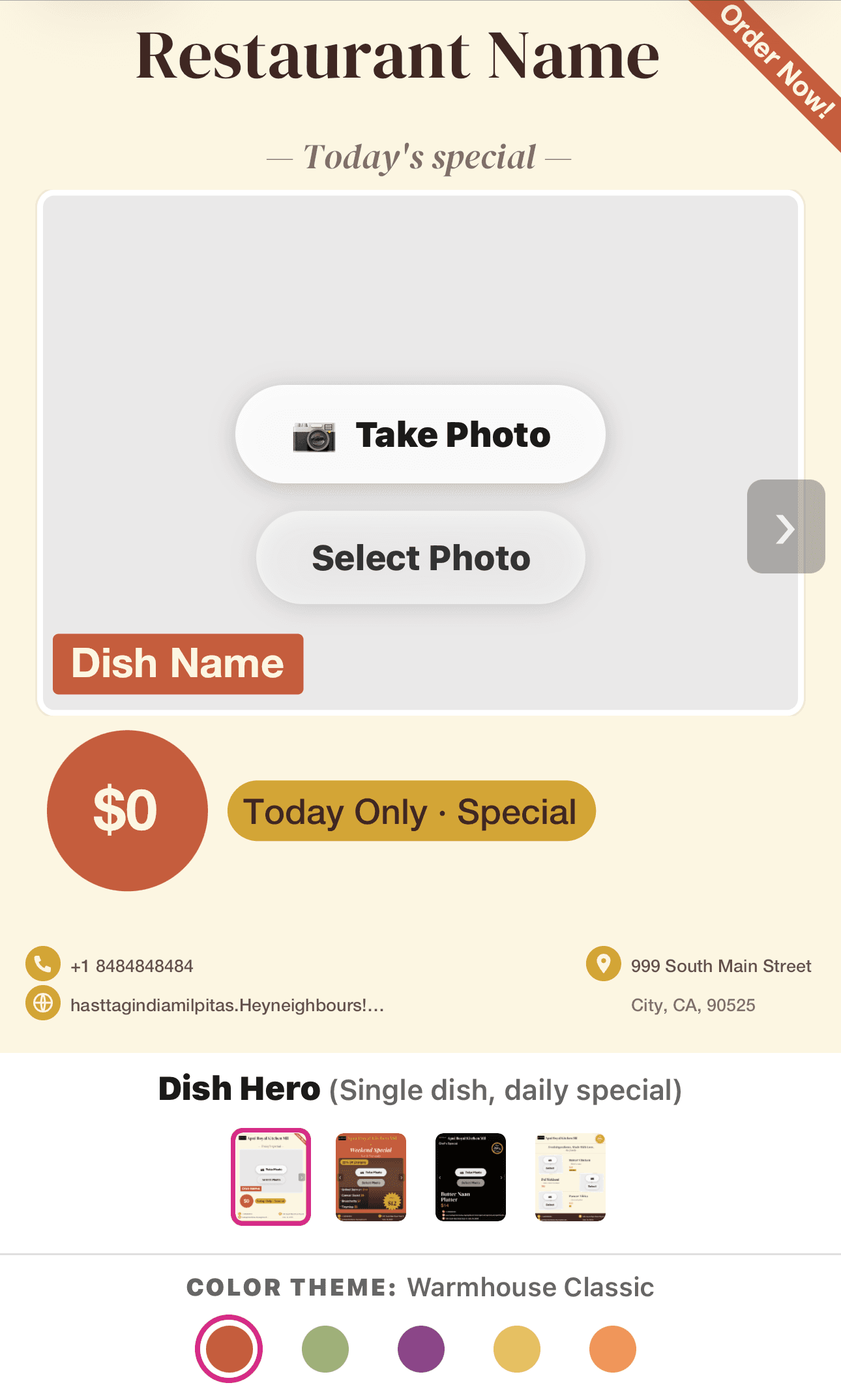 PostMyPlatter iOS app — New Post screen with template, photo, and color theme selection