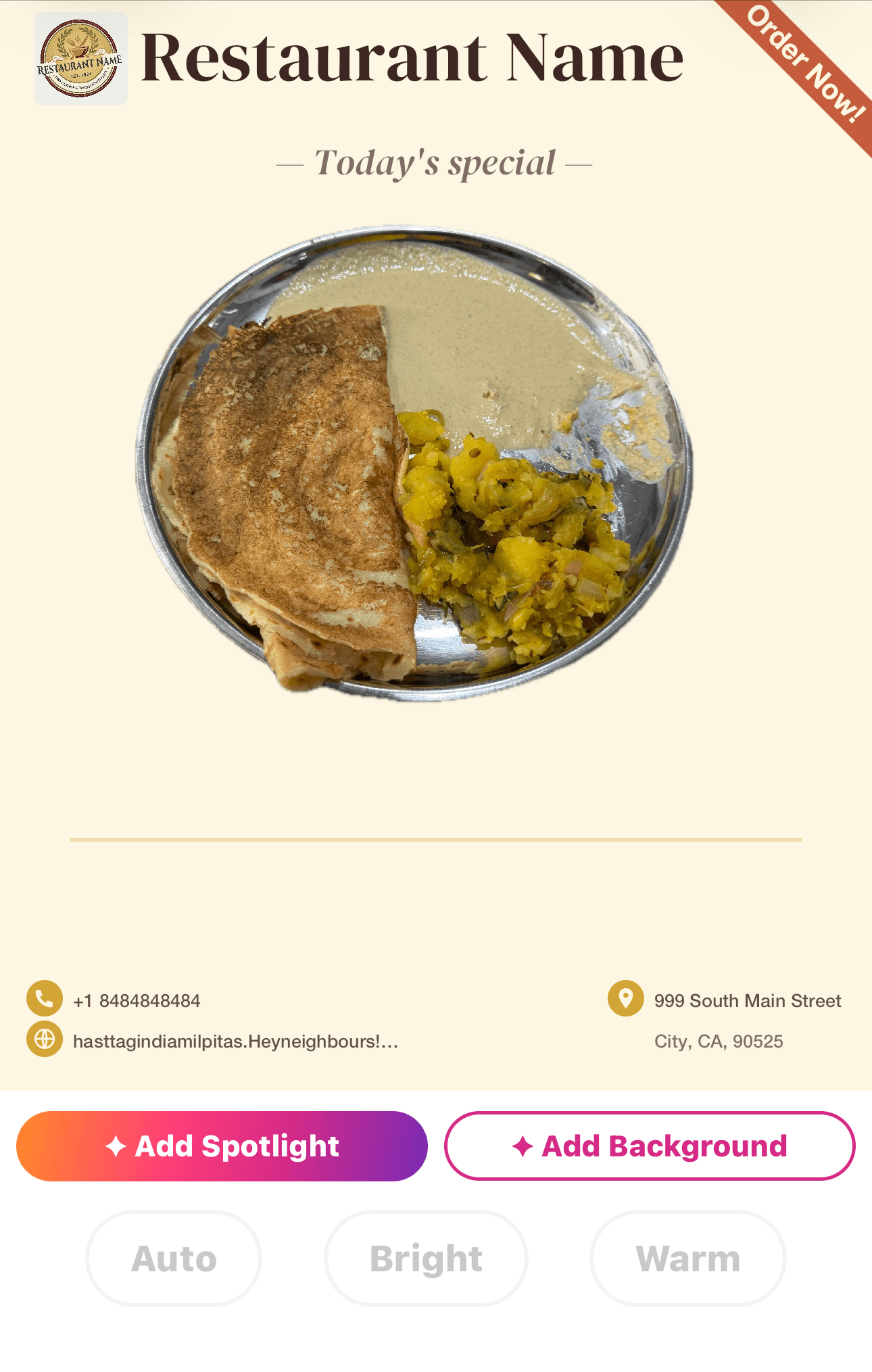 PostMyPlatter iOS app — Enhance screen with photo controls and AI spotlight